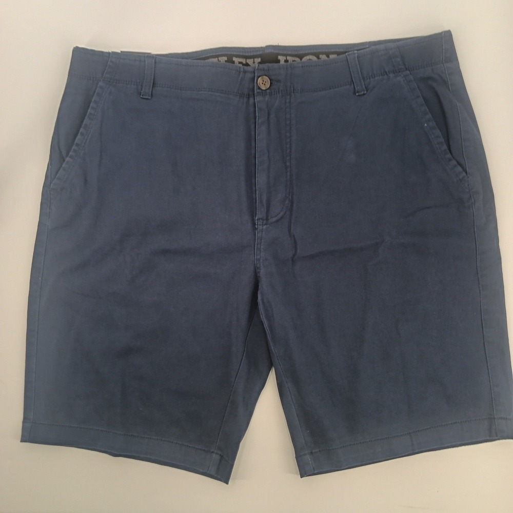 Iron Flex Co Bari Flat Front Shorts Mens 38 Navy Comfort Flex Waistband NWT